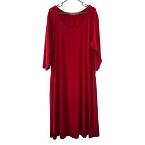 Woman Within Vibrant Red Long Sleeve Dress